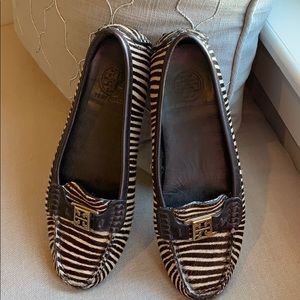Tory Burch Zebra Calf Hair Driving Loafers